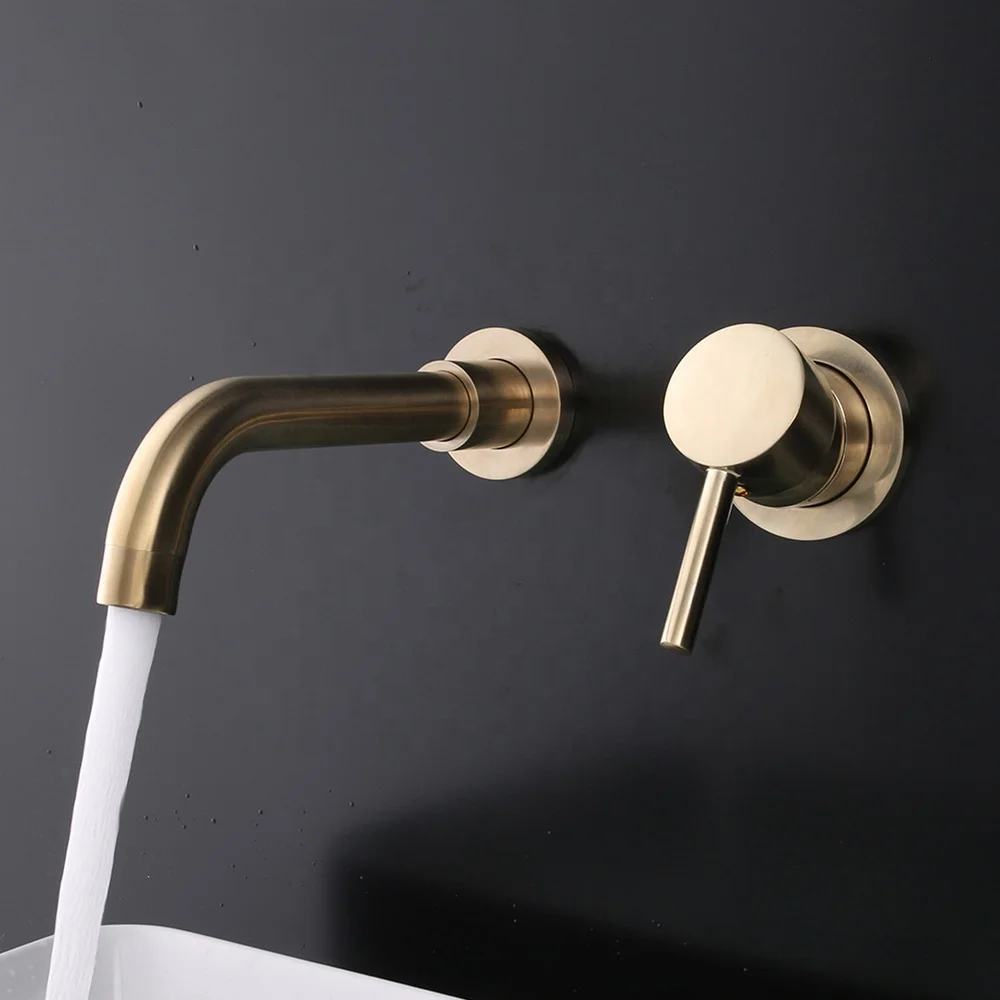 Copper Concealed Basin Tap Black Pre-Buried Wall Mounted Wash Basin Faucet Mixer Hot Cold Water Embedded for Laundry