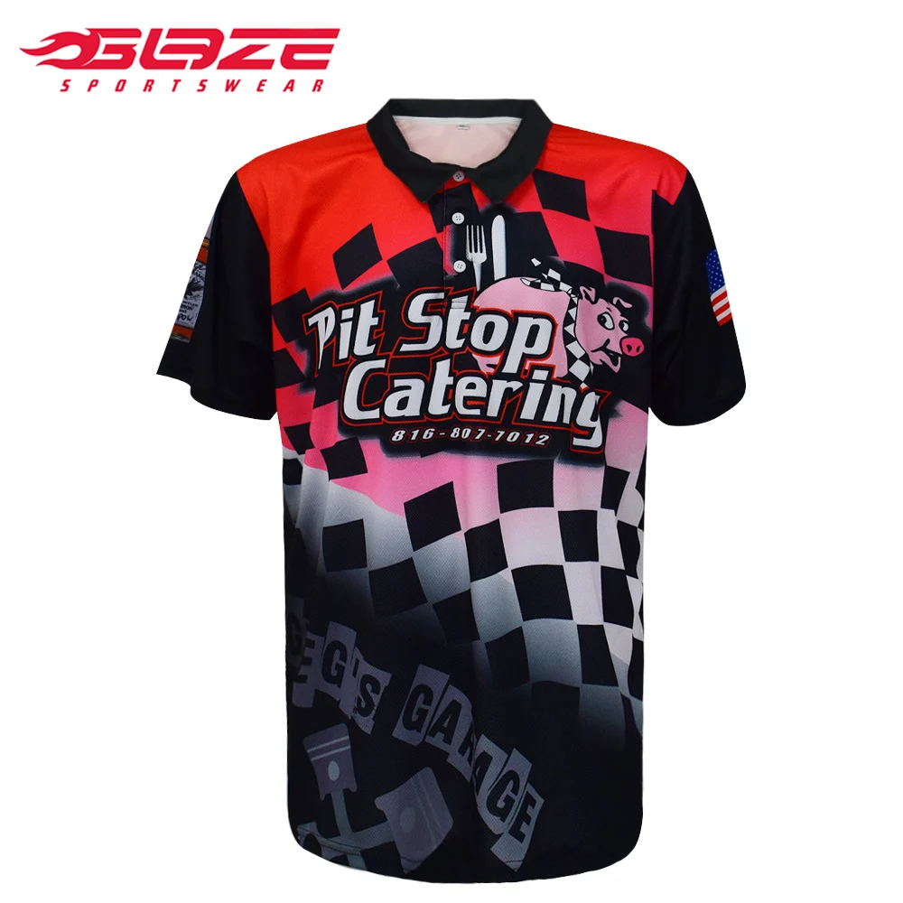 Mens high quality dye sublimation printing personalized car racing uniform shirts