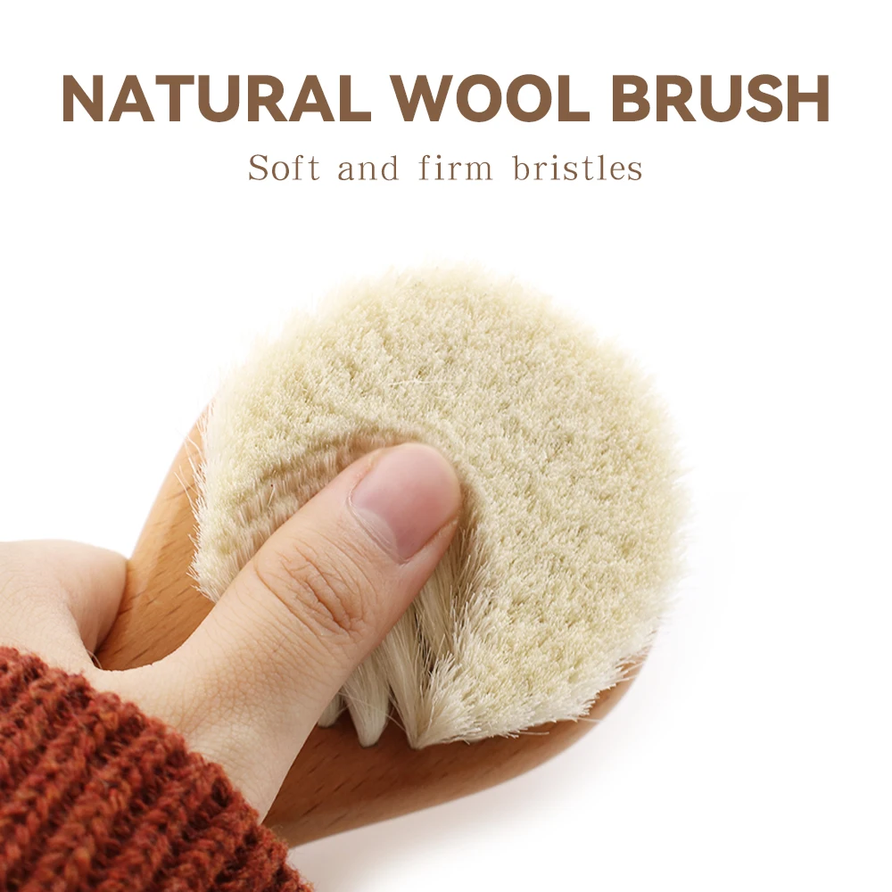 Baby Private Label Soft Goat Wool Bristles Handle Natural Soft Goat Bristles Wool Bath Brush Massage For Newborns Toddlers