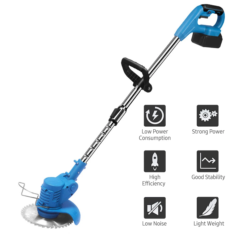 21V Cordless Electric Lawn Mower Grass Trimmer Electric Lawn Mower 1500mAh Rechargeable Battery Fast Charger Power Garden Tools