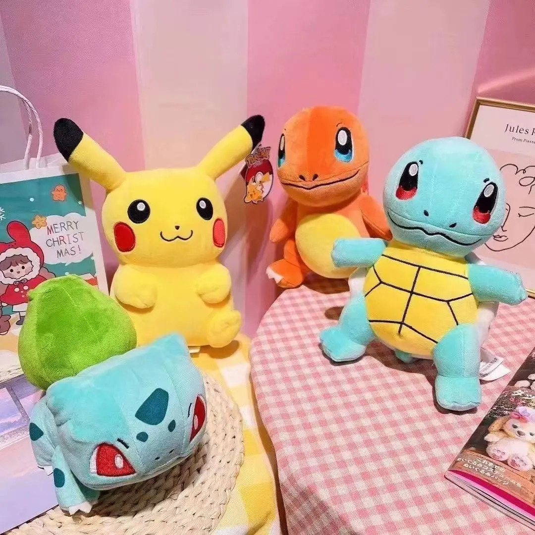 HL New Cartoon Anime Plush Dolls Pokemoned Pikachu Bulbasaur Squirtle Charmander Kawaii Plush Toys Grab Dolls For gifts