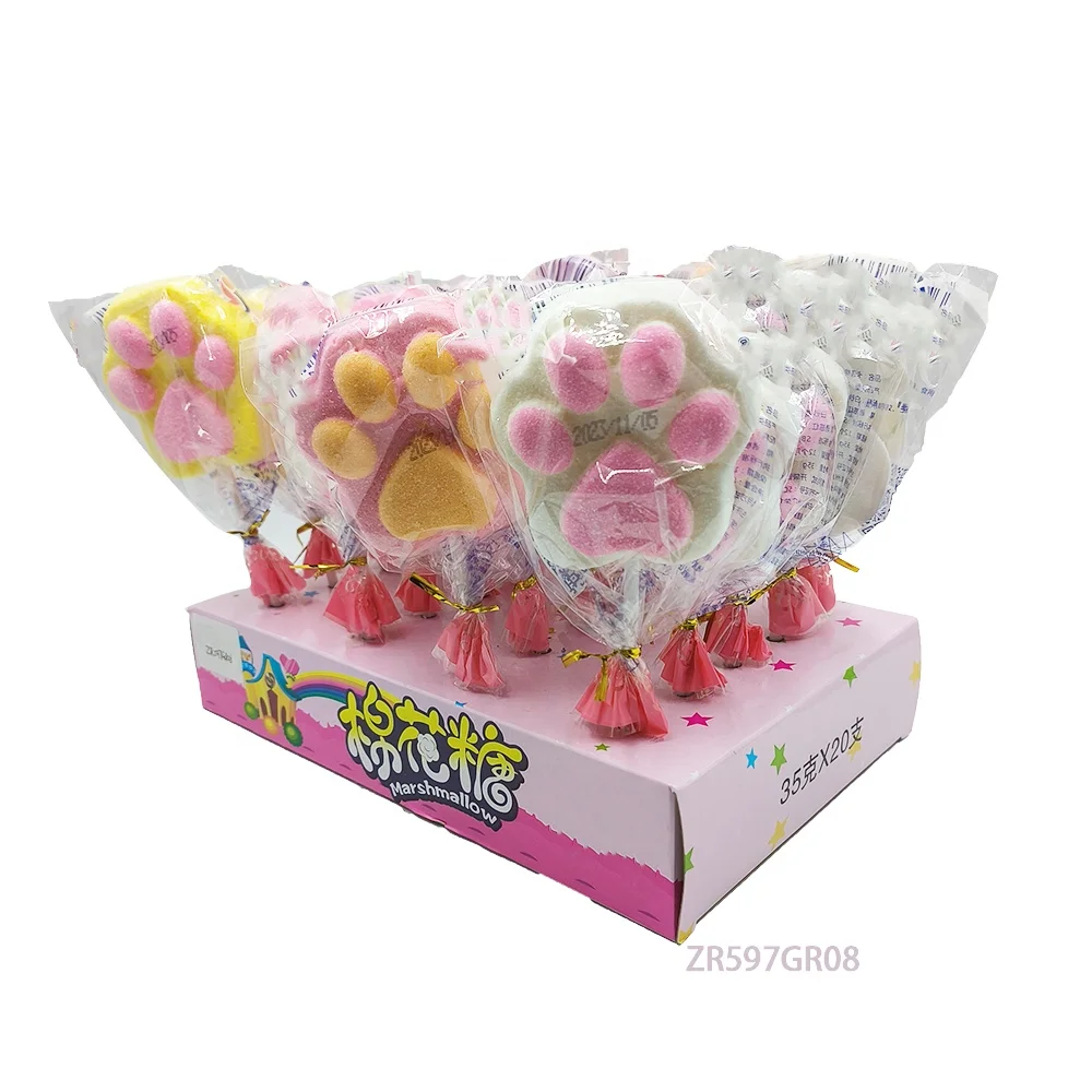New marshmallow lollipop design 35g cute cat claw shaped candy