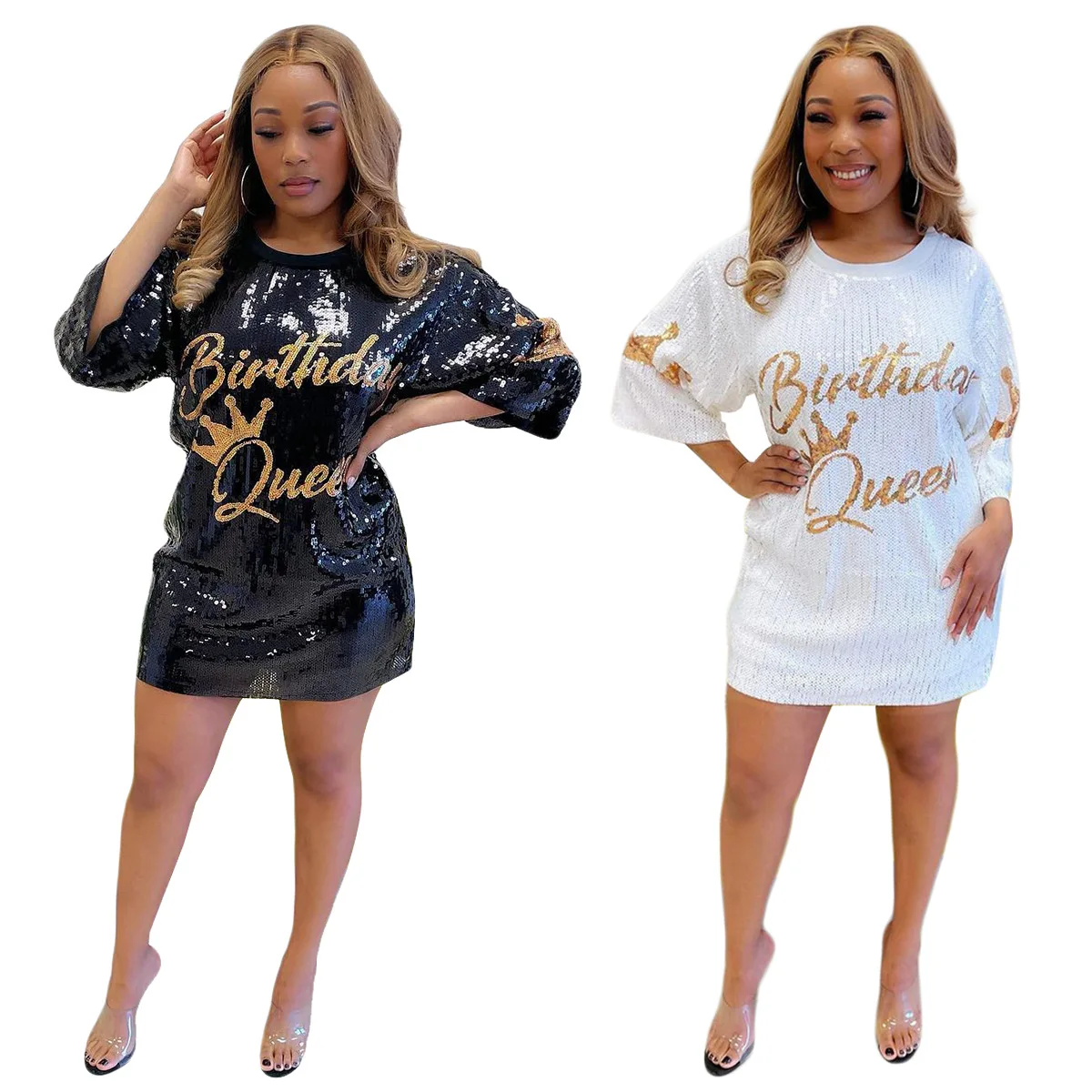 Casual Luxury Designer Fashion sexy shiny silver metal sequin dresses women party birthday queen dress