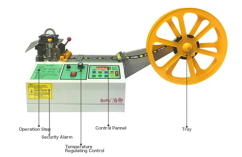 Automatic brand new computer  hot and cold ribbon tape cutting machine from Guangzhou webbing and satin zipper cutting machine