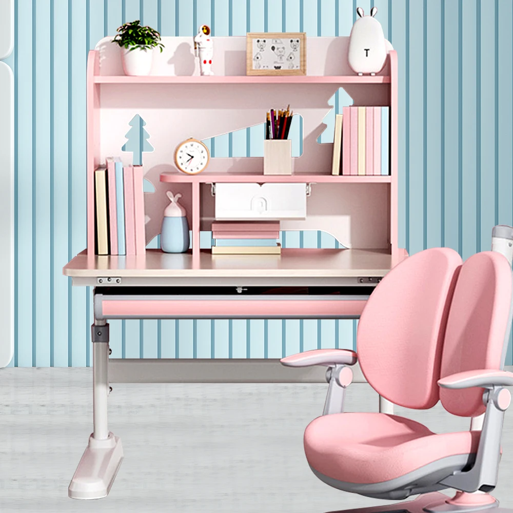 Home Modern Height Adjustable Kids Learning Desk Wooden Ergonomic Children Study Table and Chair