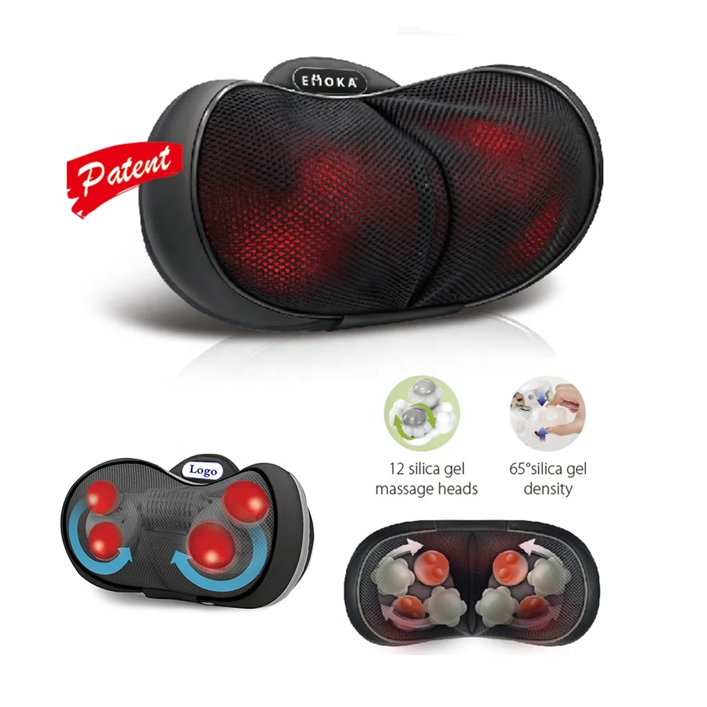 Китайская фабрика, оптовая продажа, портативная тепловая электрическая 8 массажных головок, силиконовые узлы для шеи, массажная подушка шиацу для дома, автомобильное сиденье