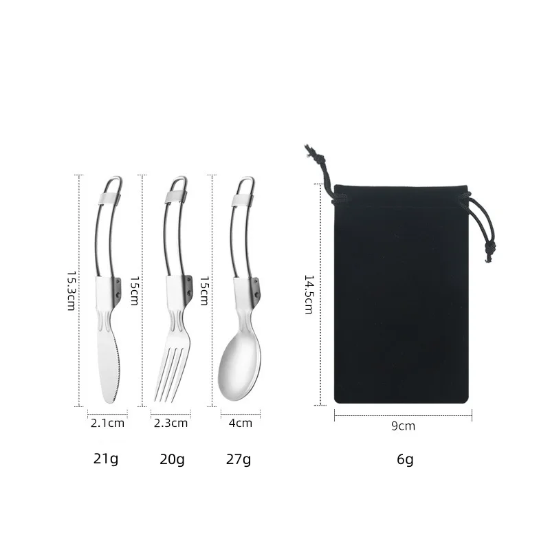 304 stainless steel outdoor picnic travel portable foldable tableware set