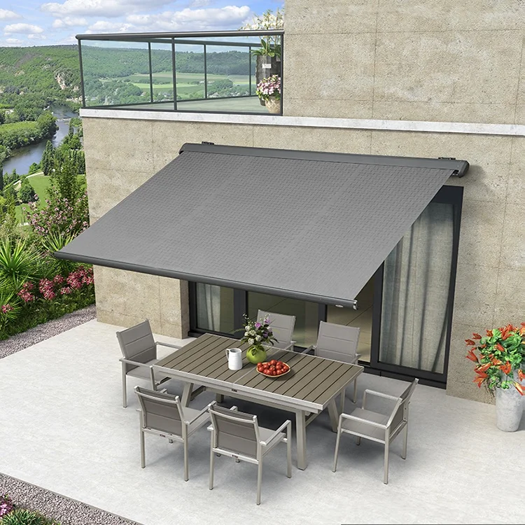 Life Time Resilient Polycarbonate Patio Balcony Awnings Cover Grey Metal Aluminum Frame Waterproof Customized Sail Outdoor Color
