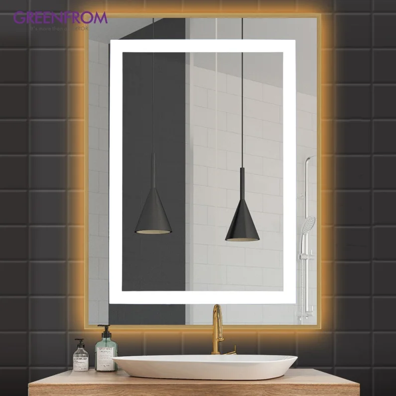 Wholesale Customized Hotel Rectangle Hotel Backlit Vanity Cosmetic Smart Bathroom Mirror