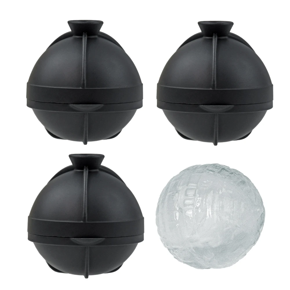 PREMIUM Ice Ball Molds Ice Ball Baker Molds for Cocktail BPA Free Slow Melting Death Star Shape Silicone Black Free Sample