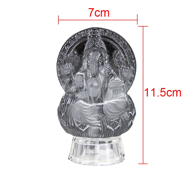Exquisite Hindu Souvenirs Gift Ganesha Model Crystal Ganesh Statue With LED Base