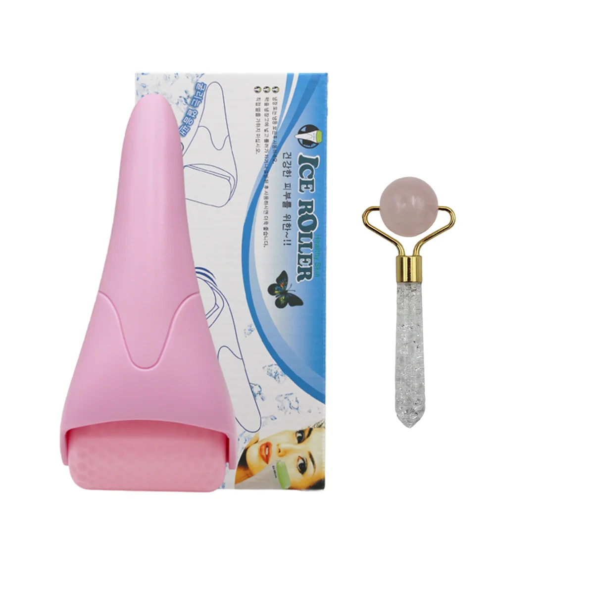 Facial Skin Care Beauty Roller Set Mini Jade and Ice Roller Gift for Girls and Women Face Massage Tools Facelift Beauty Rollers