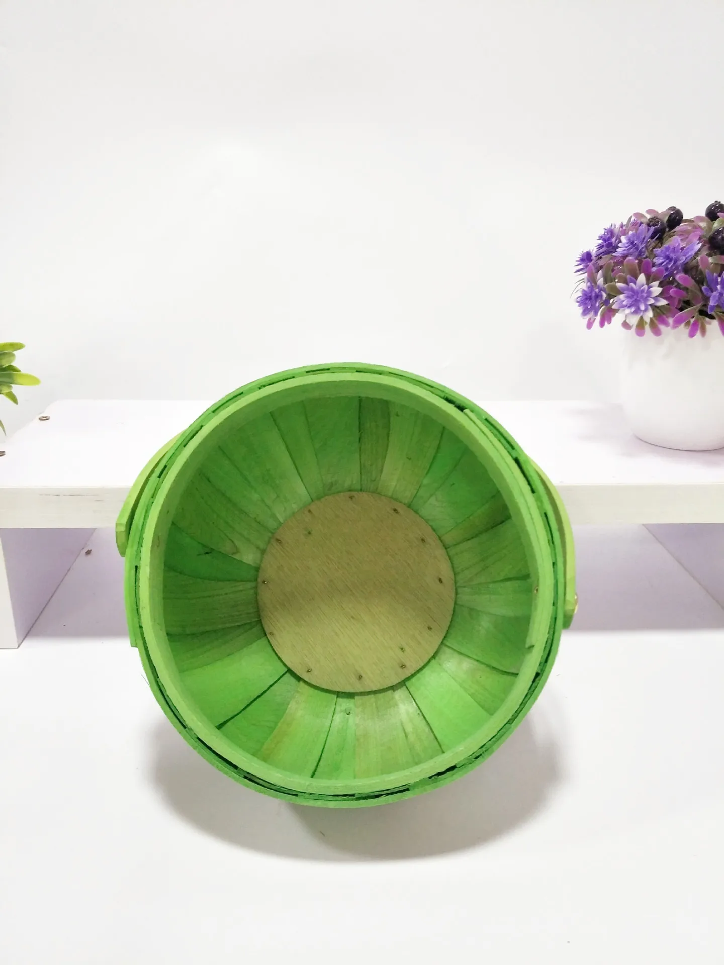 Natural Fruit Wine Storage Basket Small Wooden Rectangle Single Handle Wall Decoration Wood Christmas Gift Basket