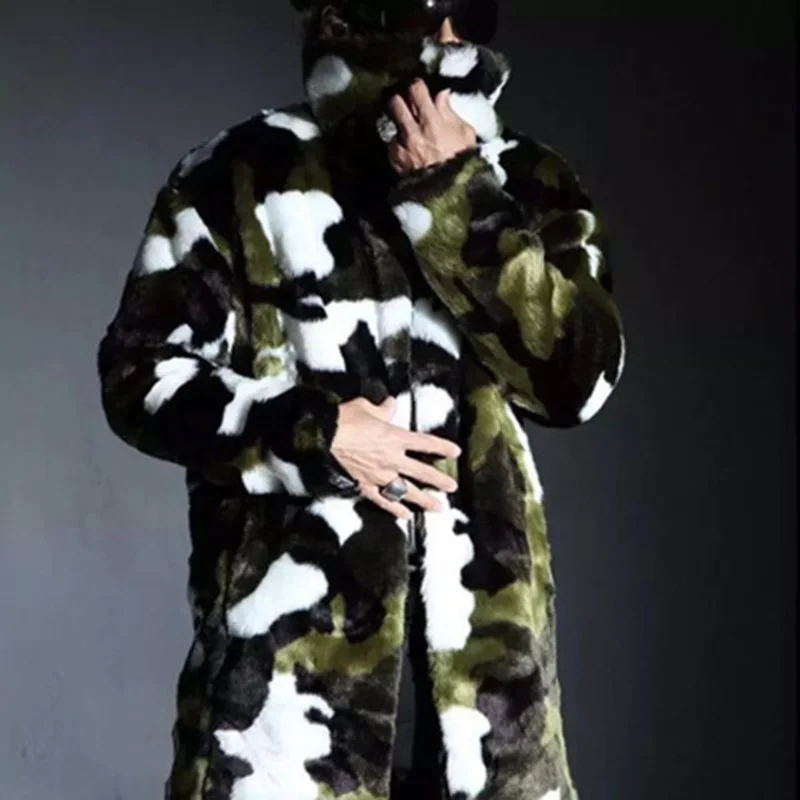 
Hot New Design Camouflage Modern Knitted Men Mink Fur Short Hair Coat 