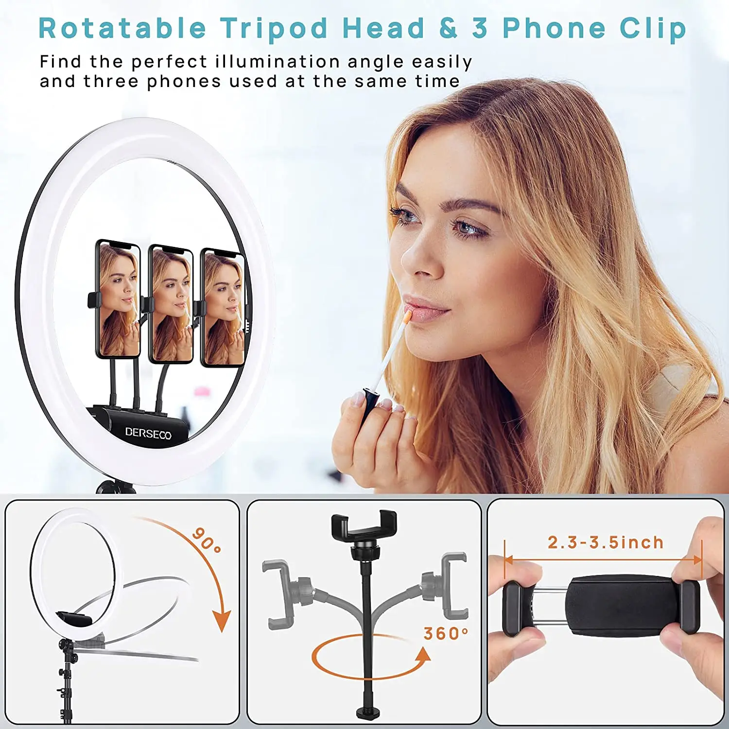 Hot Sales 3 level brightness  18 inch professional big giant photography LED selfie ring light with tripod stand