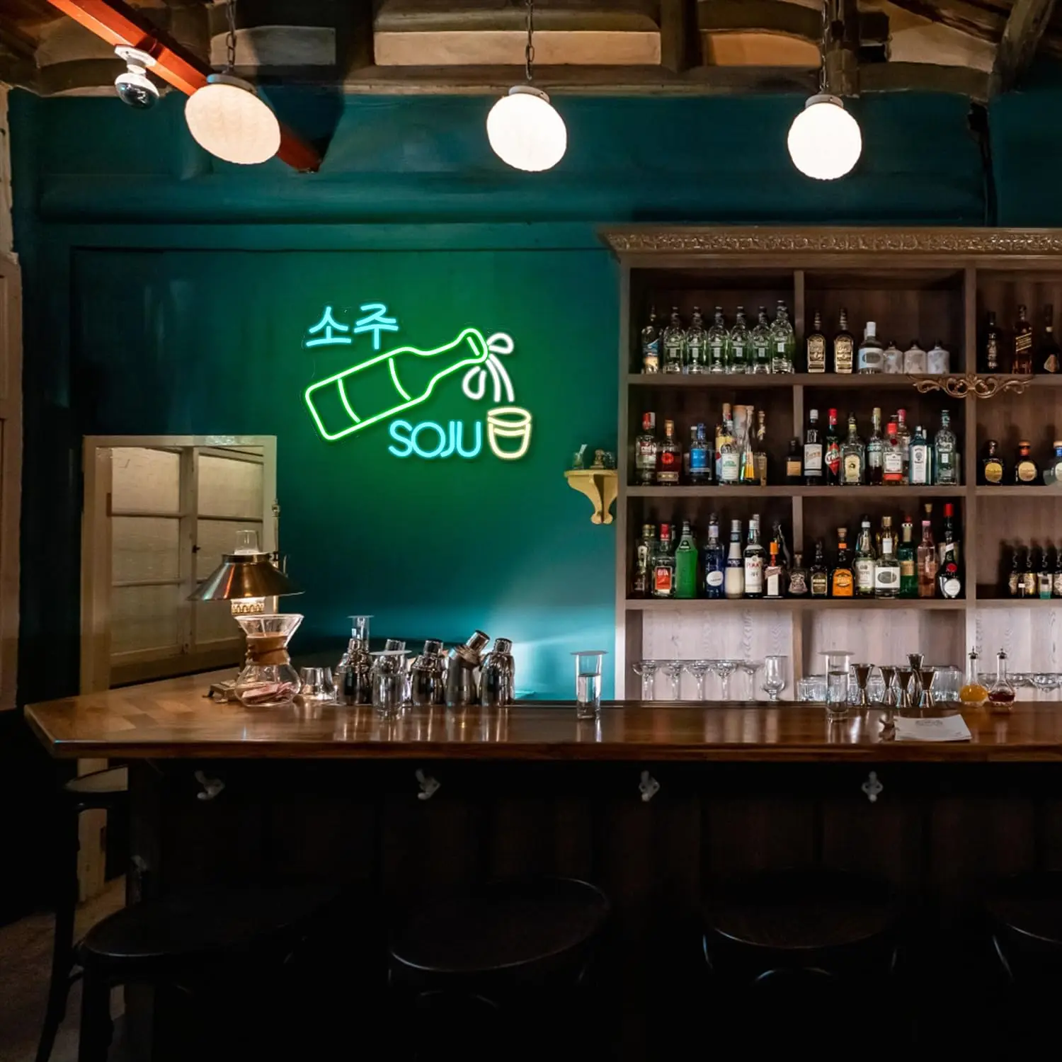Soju Neon Sign Korean Soju Neon Light Soju Glass LED Neon Light Korean  Kitchen Restaurant Wine cellar Decoration