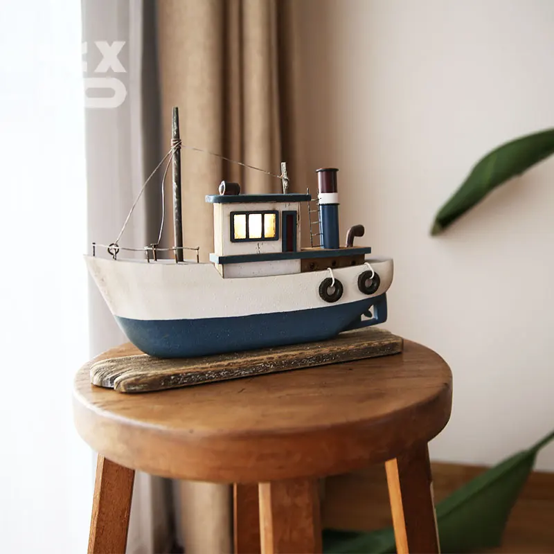 YBOX vintage sea style  boat table decoration handmade oat home decor