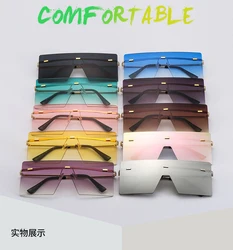 2020 sun glasses women luxury rimless square shade sunglasses lunette de soleil femme