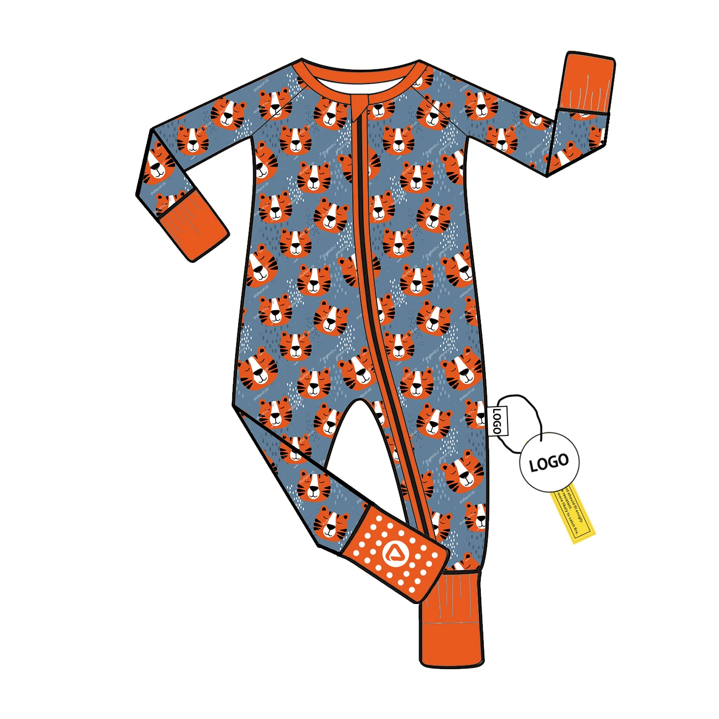 Bamboo Viscose Toddler Romper with Custom Print Sleepwear and YKK Zipper Footie for Newborns