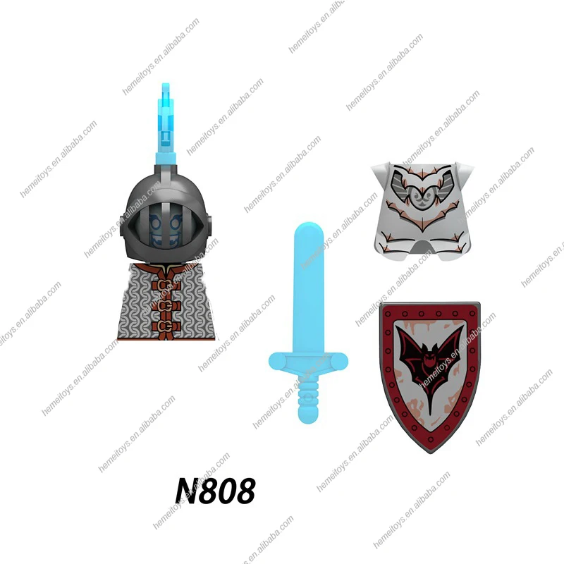 N805-808 Raven Black Hawk Red Lion The Dark Knight  Mini Plastic Medieval Knight Army Figure Building Blocks toys