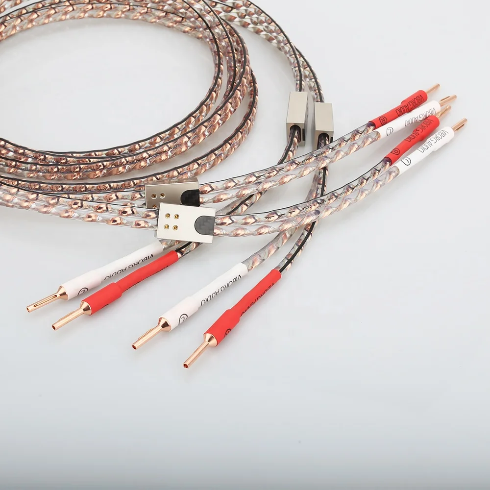 Viborg VS903 2.5m 17AWG Solid Flat Copper Hifi Audio Speaker Cable with VB401 Pure Copper Banana Plug