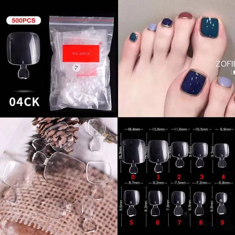 Customized Order Of Half Cover Short Length Sqaure Long Pointed Color Nail Tips With Glue Tabs Artificial Fingernails