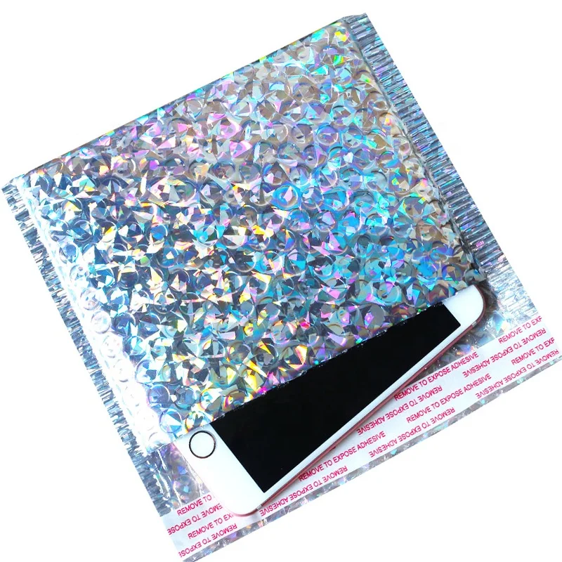 Reflective Holo Laser Material Aluminized Silver Bag Aluminum Foil Bubble Bag