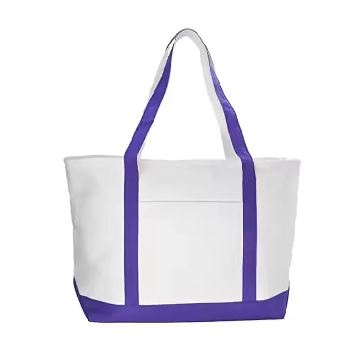 Wholesale Fashion Shopping Zipper Print Women Cotton Canvas Tote Bag with Custom Printed Logo