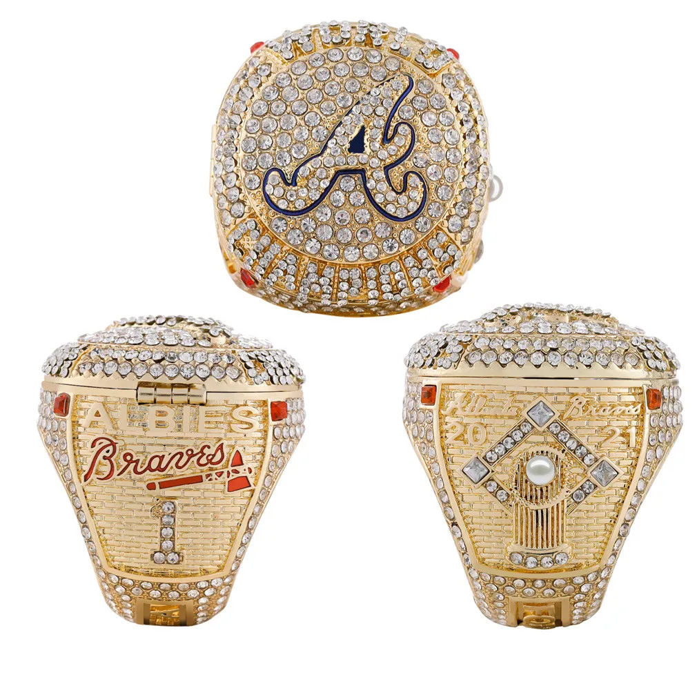 Custom Name And Number 2021MLB Atlanta Braves 9 Players New Official Design Baseball Ring Openable