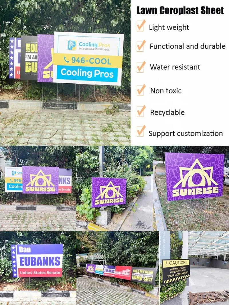 4mm Outdoor 18x24 PP Plastic Yard Signs For Birthday White Blank Coroplast Yard Signs