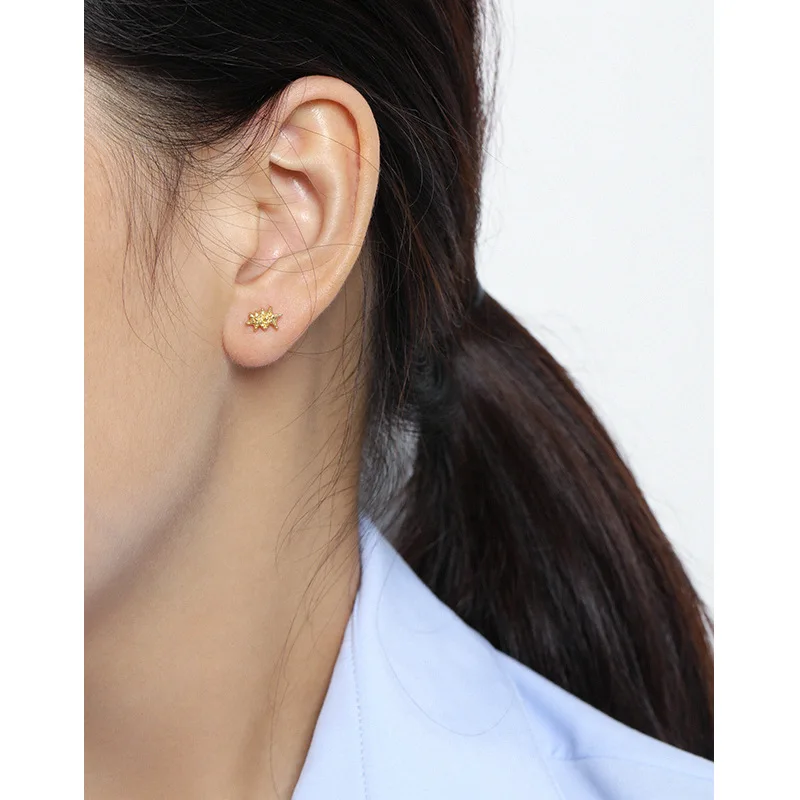 helix cartilage conch tragus 18K Gold and Silver Screw Back Earrings Star Ball Screw Back Stud Earrings