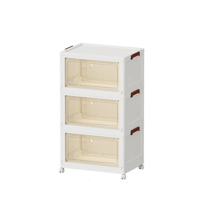 XJH 3-Tier Plastic Storage Bins with Lids and Wheels Hot Sale for Living Room Office Kitchen Dorm