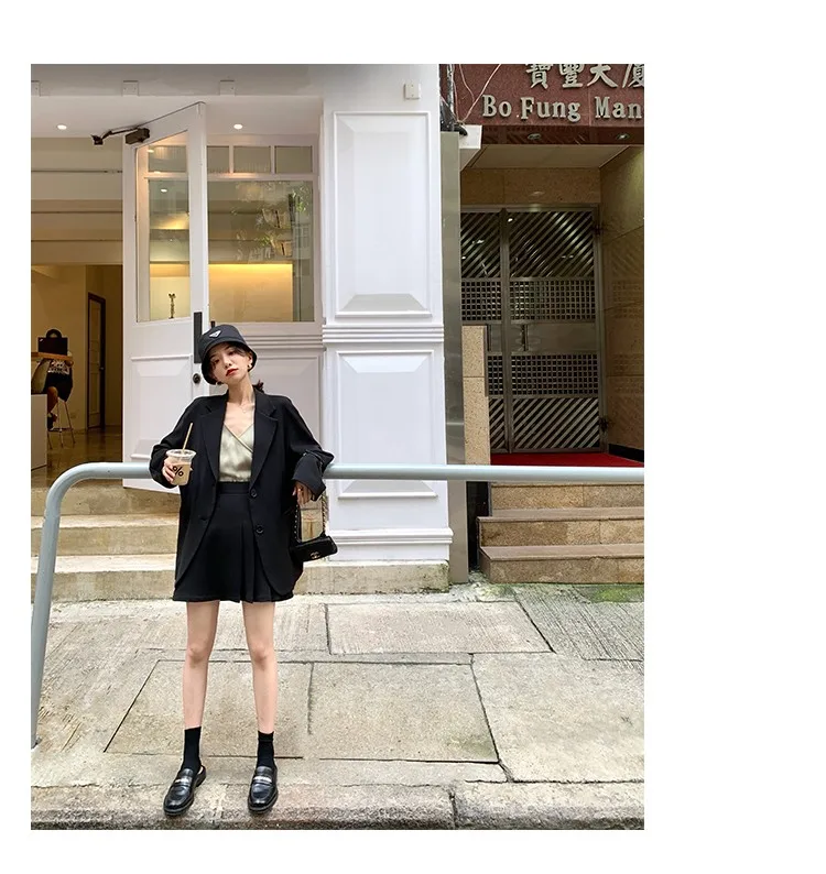 Korean style small suit  autumn new professional wear, casual suit jacket high waist pleated skirt small two-piece set