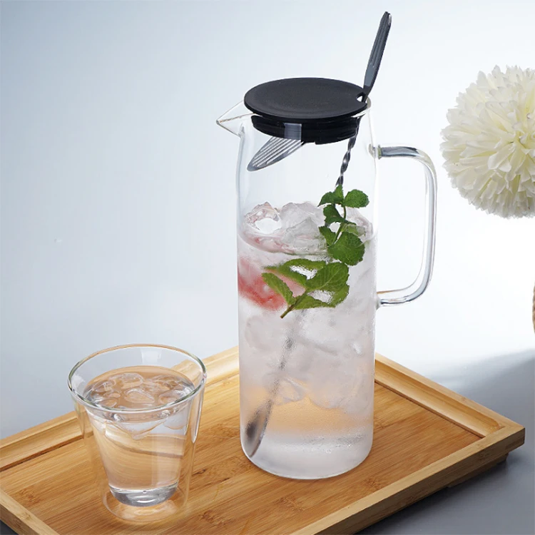 1.5l Glasses Cold Water Bottle Kitchen Kettle Jars Heat Resistant Glass Water Pitcher Coffee Tea Pot Transparent Decanter Jug