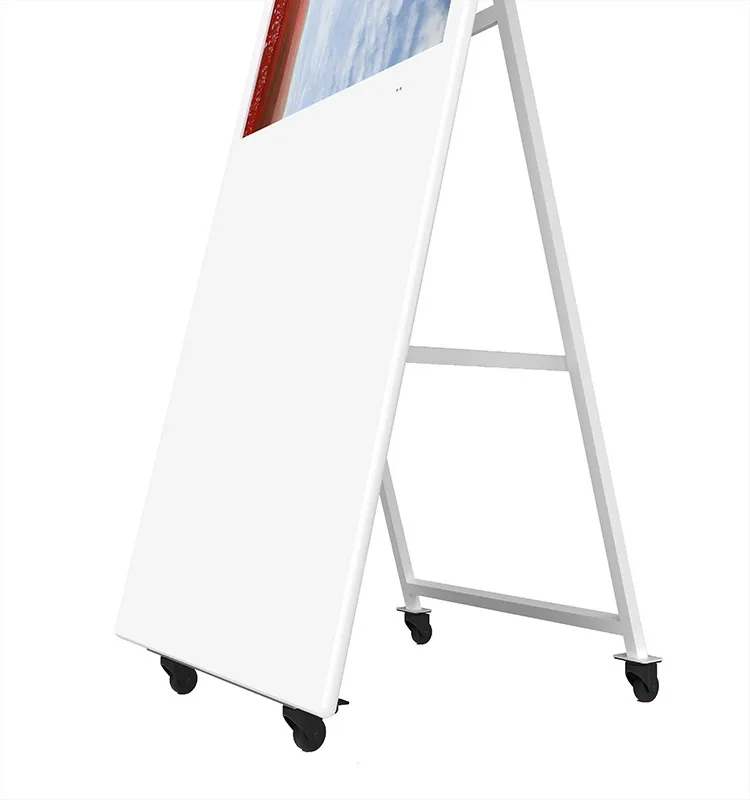 43-Inch White Portable 1920*1080 2K In-Room LCD Advertising Kiosk Machine with Pulley Floor Standing for Shopping Malls
