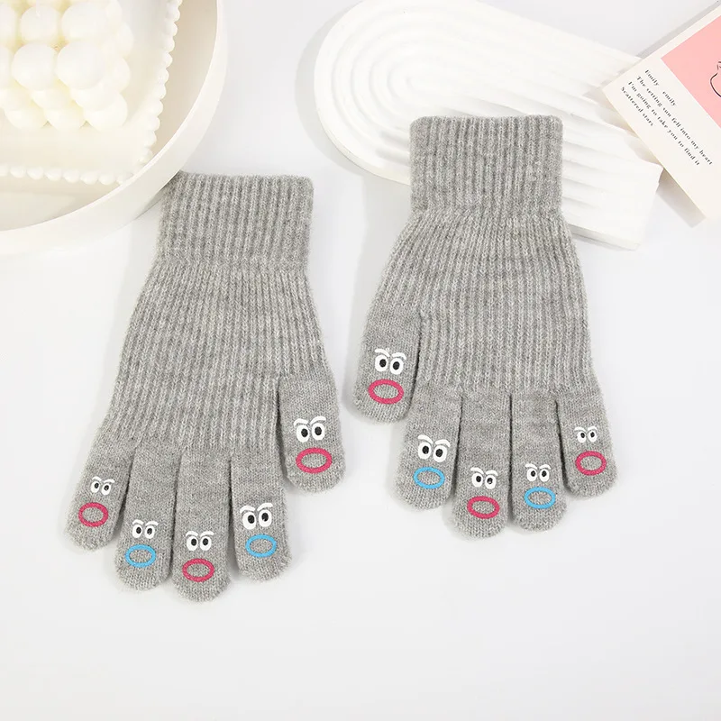 Kids Cute Cartoon Knitted Stretch Mittens Multi-color Soft Warm Acrylic Gloves Animal Pattern Magic Winter Gloves