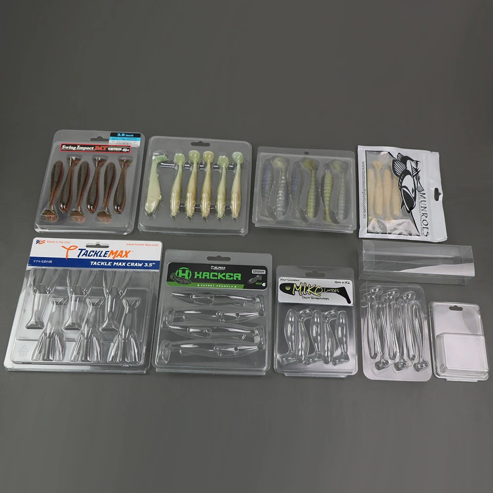 Custom Clear PVC Soft Plastic Fishing Lure Box Blister Packaging for Fishing Lures