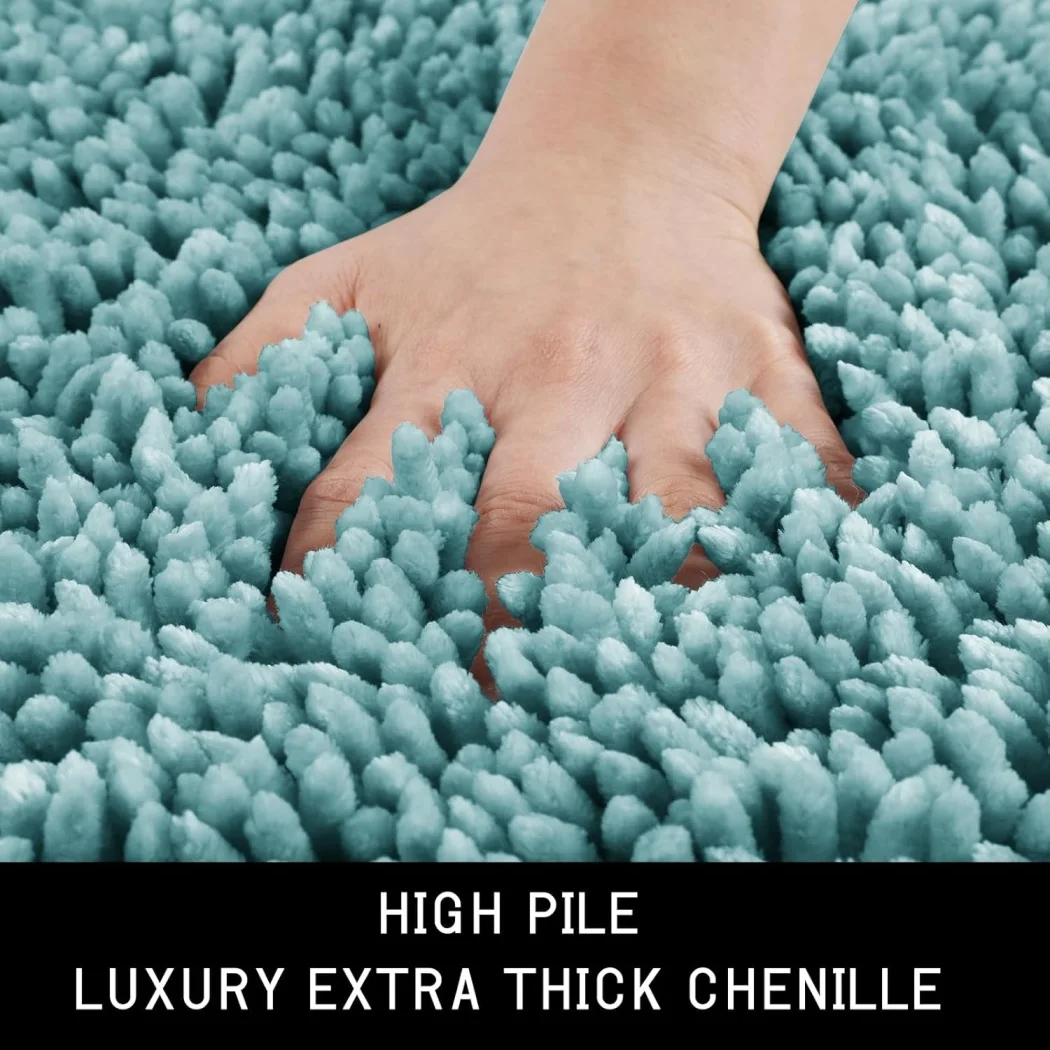 CF high density U type Extra Soft Shaggy Absorbent Microfiber Door Mat Non Slip toilet Chenille Bath Mats for Bathroom Rugs