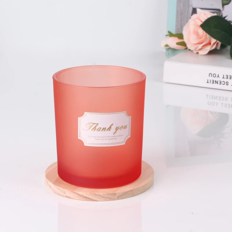 Factory sell classic 8oz 10oz 12oz 15oz frosted glass candle jar with customized logo and lid