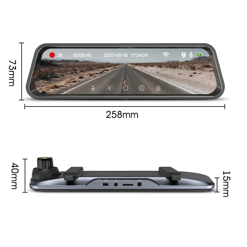 mobile app interconnection dvr for car dvr rearview mirror G-Sensor Hd Dvr with Dual lens dash camera records