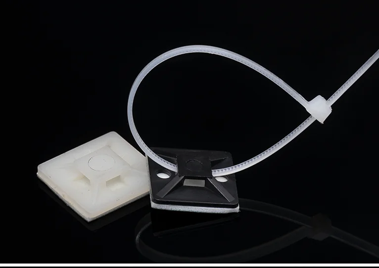 Self-adhesive Mounting Bases For Cable Tie Mount Holder assembled with screw and cable tie
