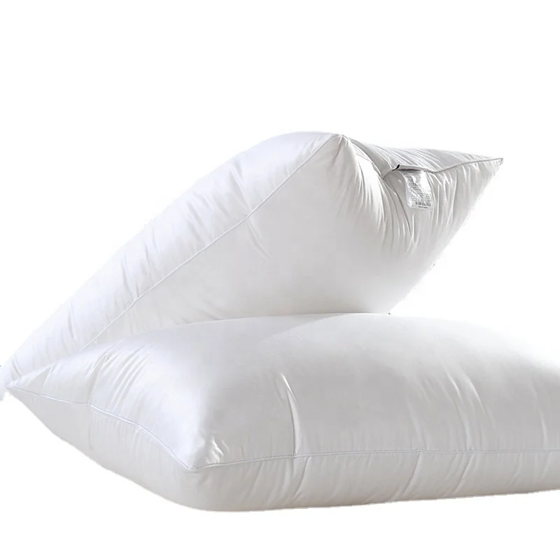 Best Sell Hotel Duck Goose Down Pillow White Color 100% Cotton 233TC Downproof Fabric Standard Size Hotel Feather Pillow