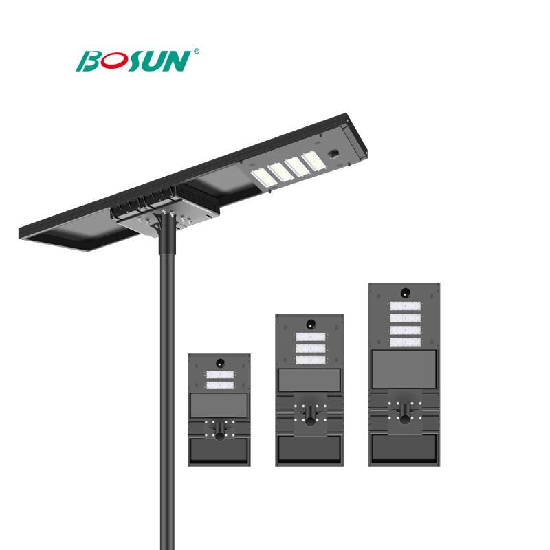BOSUN outdoor energy saving monocrystal solar panel integrated 60w 80w 100w 120w 150w all in one solar street light