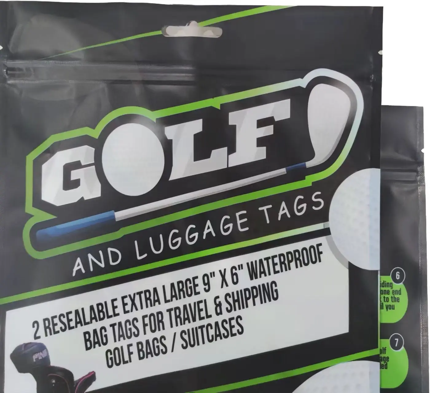 Mass customized printed content with zippered plastic bags on three sides for golf balls