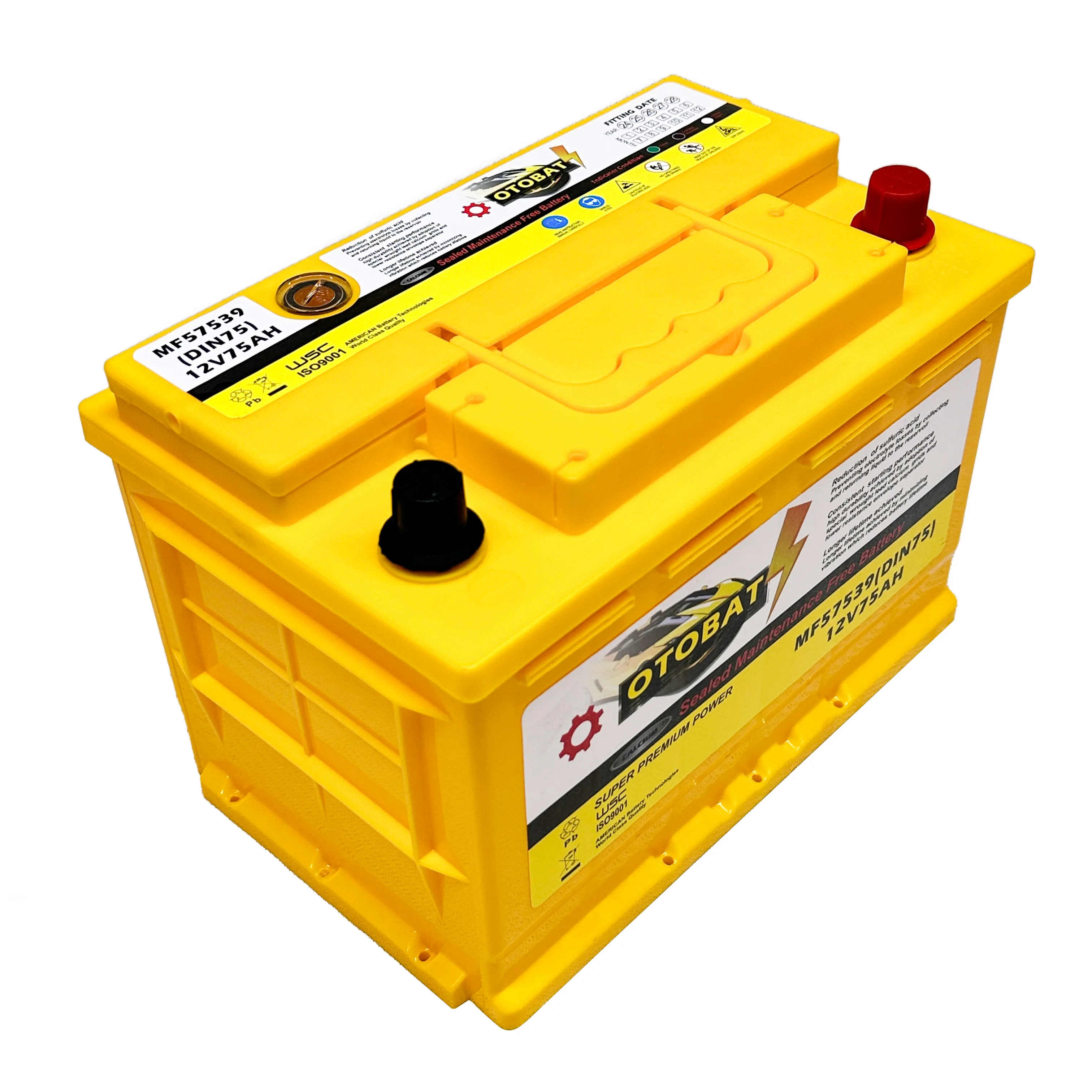 12V 75AH Maintenance-Free Lead Acid Car Battery for UPS for Motorcycles and Golf Carts with 60AH Storage Capacity