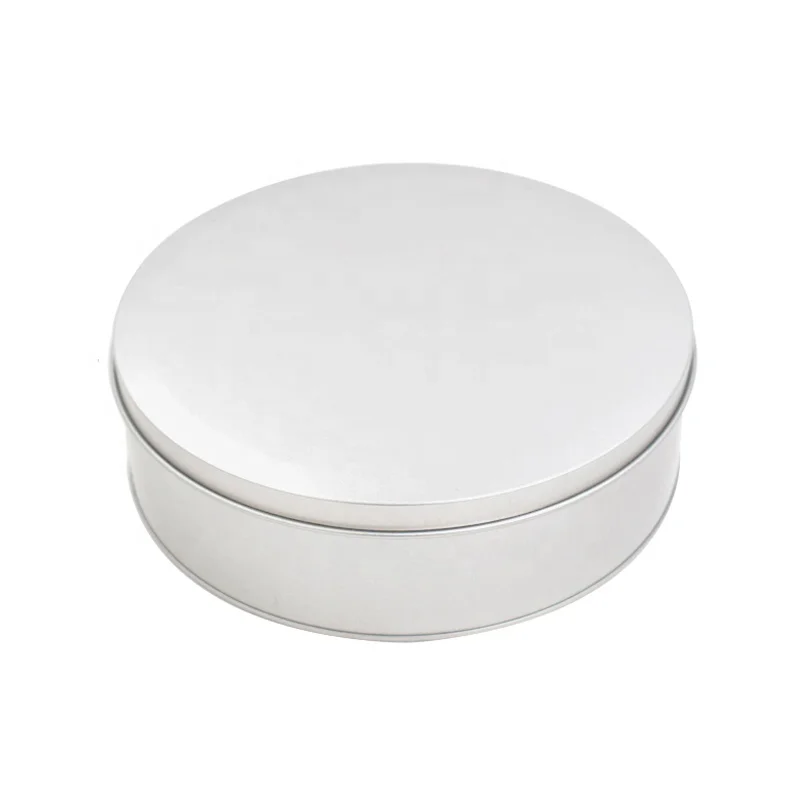 Custom printed sliver blank large round candle cake biscuit cookie storage metal tin can box packaging