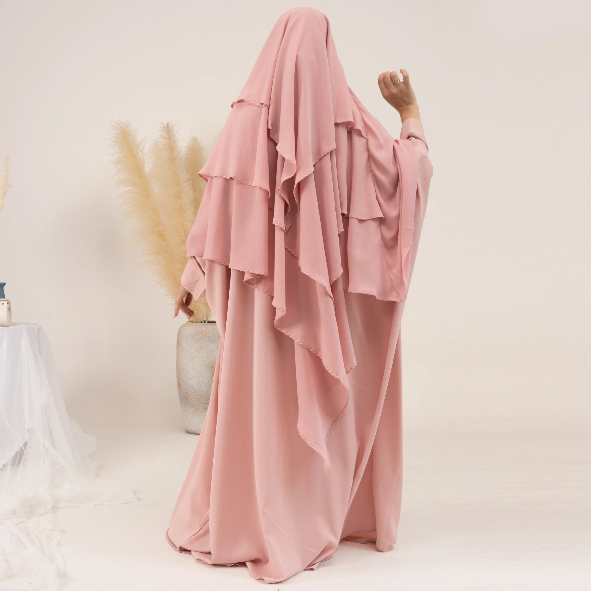 Custom Islamic clothing Middle East Lady Thobe Hijab Prayer Bat Sleeve Rob Muslim Women Abaya for girls Black abaya wholesale
