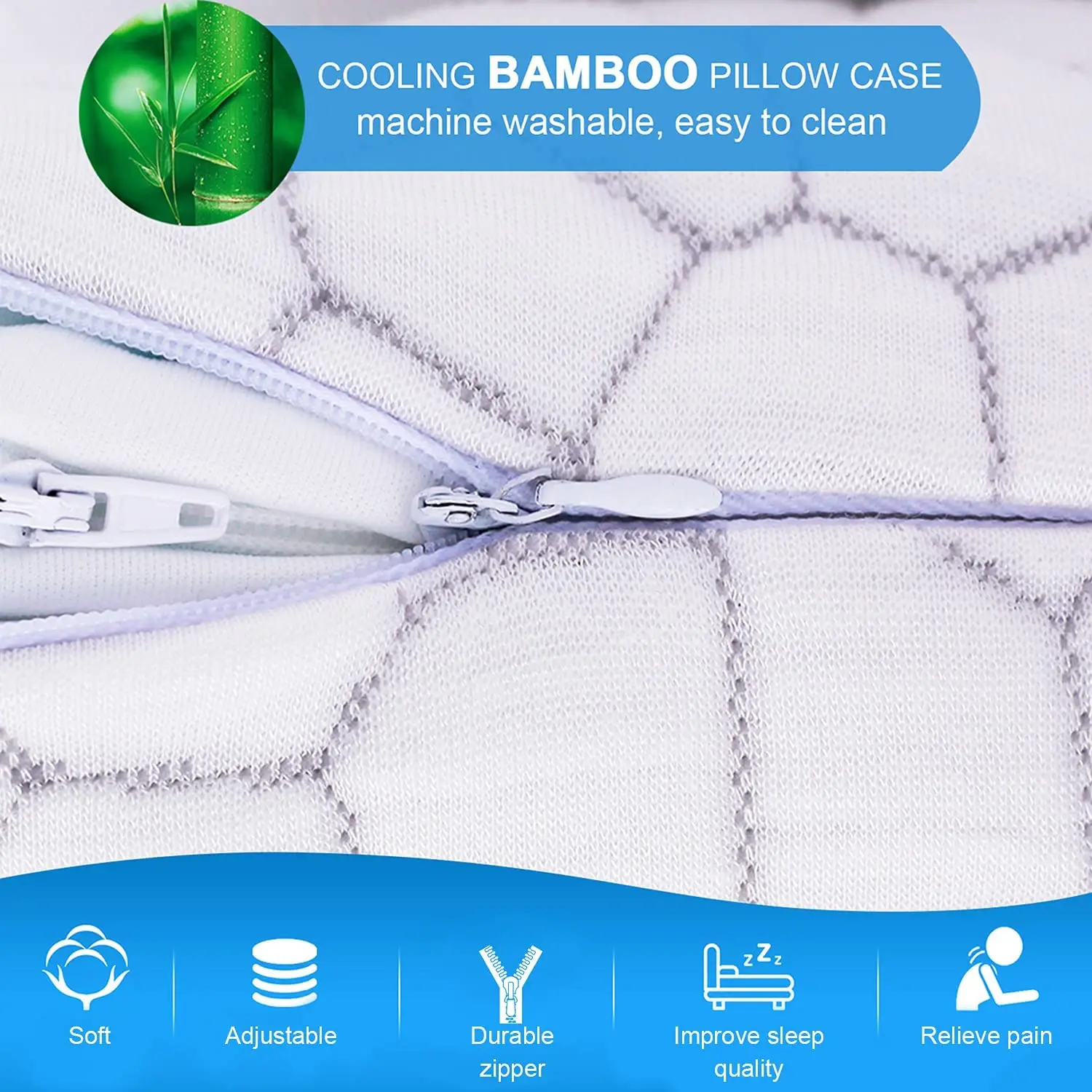 Square Bamboo Cooling Pillow Almohada Breathable Shredded Sleeping Memory Foam Pillow