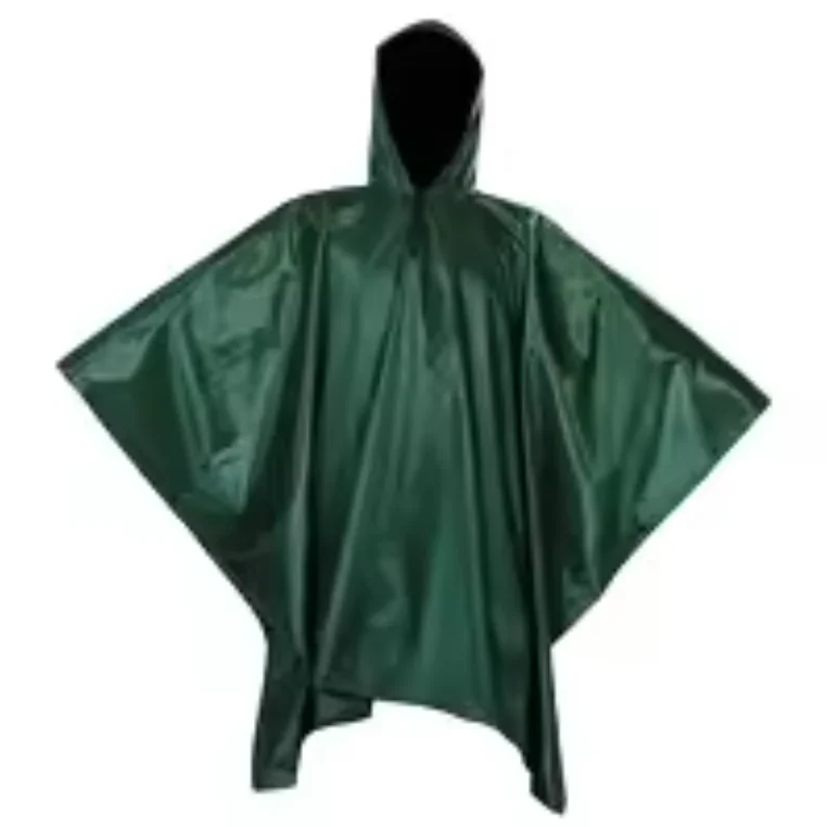 Factory supply PVC polyester waterproof adult reusable raincoat poncho with hood for Outdoor