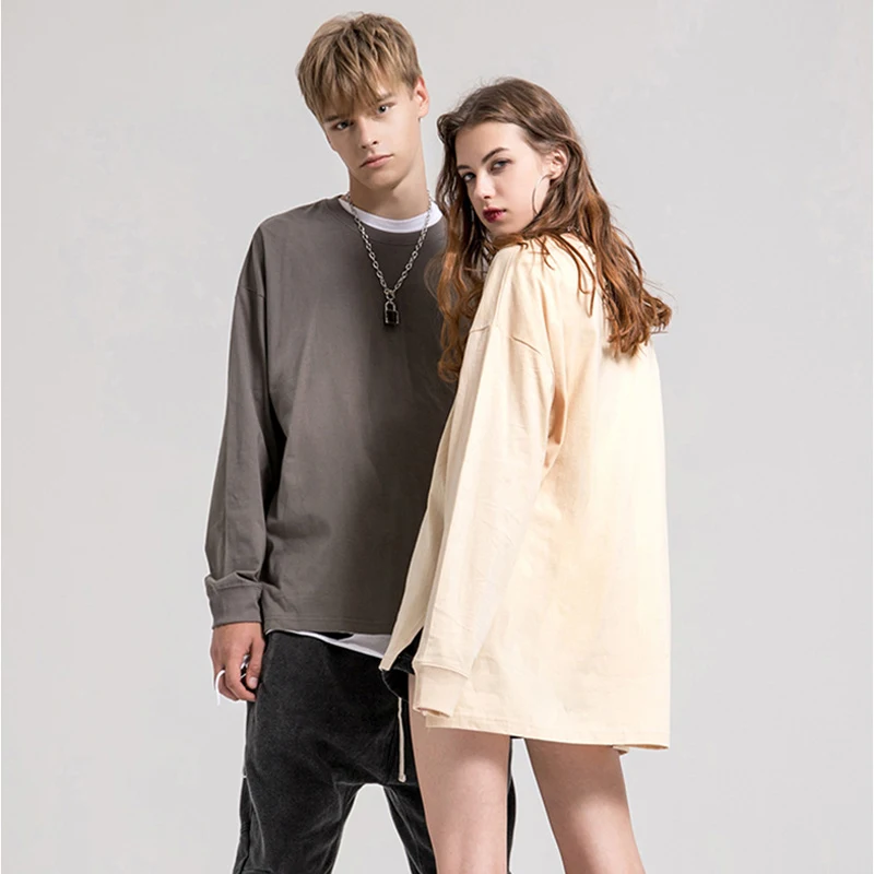 Finery 2022 new fashion 100%cotton O-neck blank long sleeve high street unisex t shirt in bulk